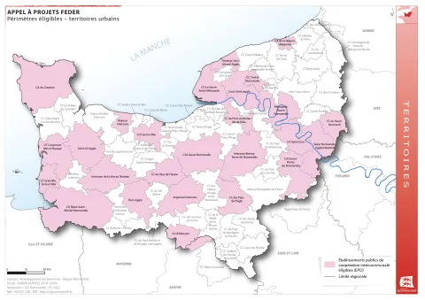 Appel à projets FEDER - Périmètres éligibles (territoires urbains)